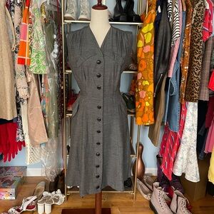 Vintage Gray Button-Down Dress